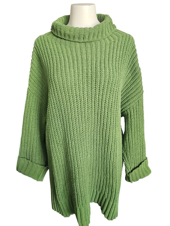 aerie Sweaters - Aerie Oversized Turtleneck Chunk Knit Sweater In Fresh Green XS Cozy Fall Bright
